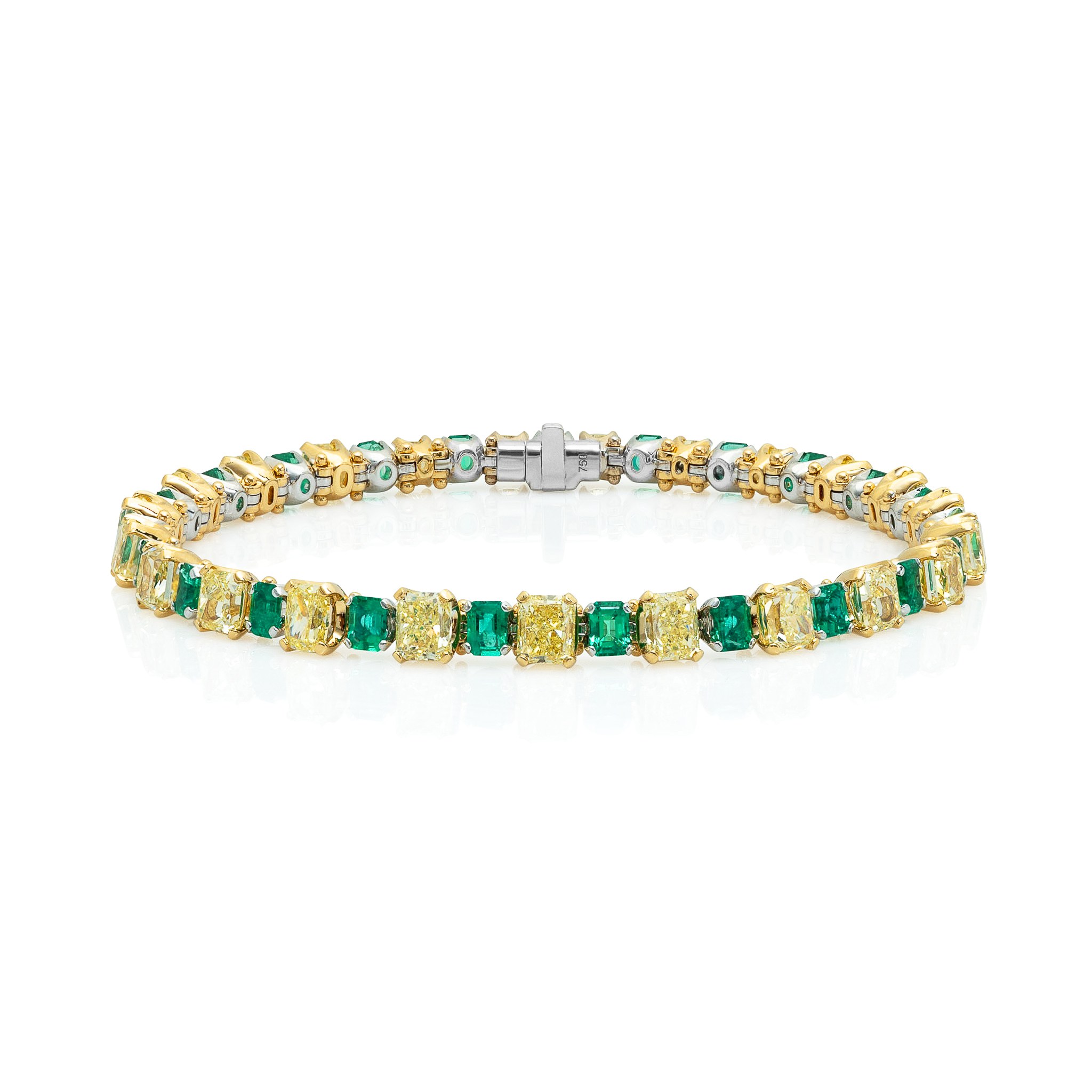 Fancy Color Diamond and Emerald Bracelet